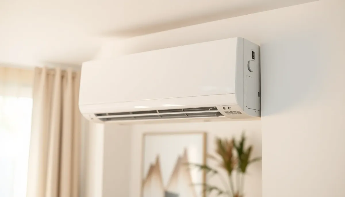 Unité intérieure d'une climatisation réversible (PAC air/air) fixée au mur