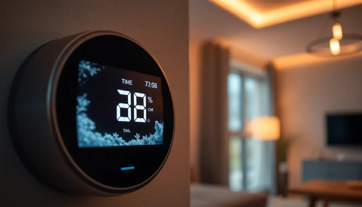 Thermostat numérique affichant une température extérieure très basse lors d'une vague de froid
