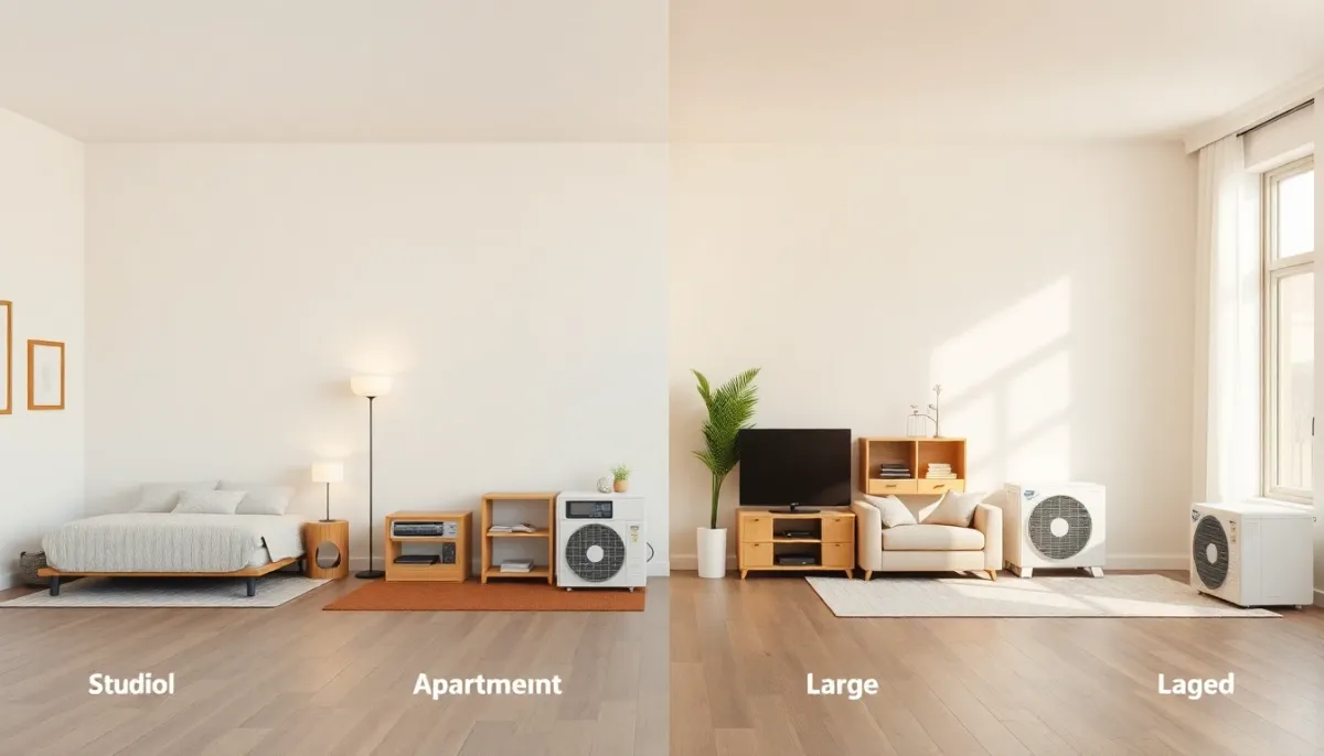 Comparaison des quatre puissances disponibles pour différentes tailles de pièces