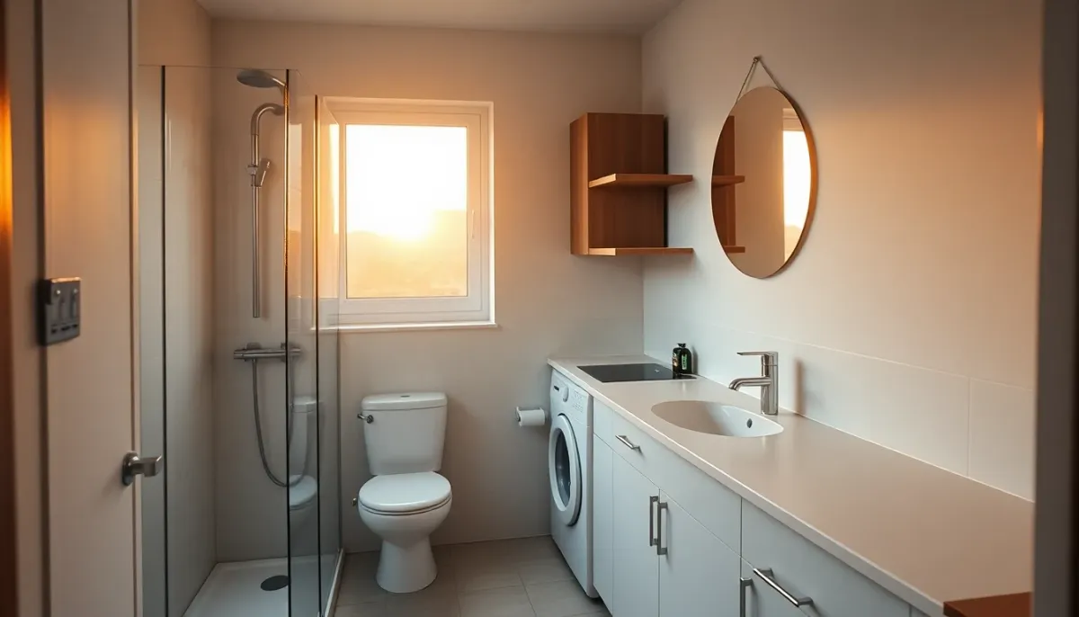 Petit studio d'une à deux personnes montrant l'espace limité adapté aux chauffe-eau instantanés