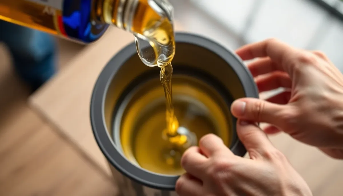 Versement de bioéthanol dans le réservoir d'une cheminée