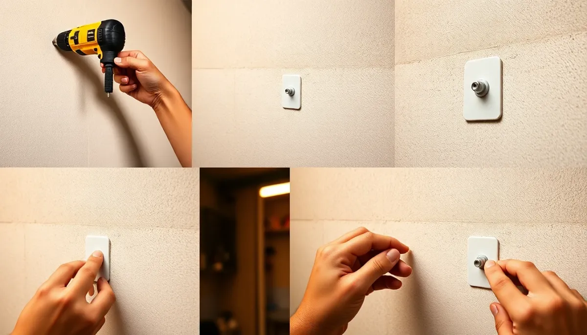 Étapes d'installation progressives des chevilles sur carrelage mural