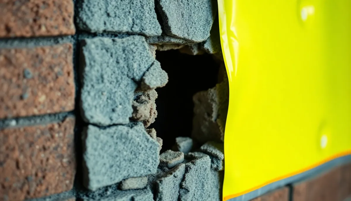 Fissure dans la maçonnerie résultant d'une enlèvement mal réalisé de cheminée