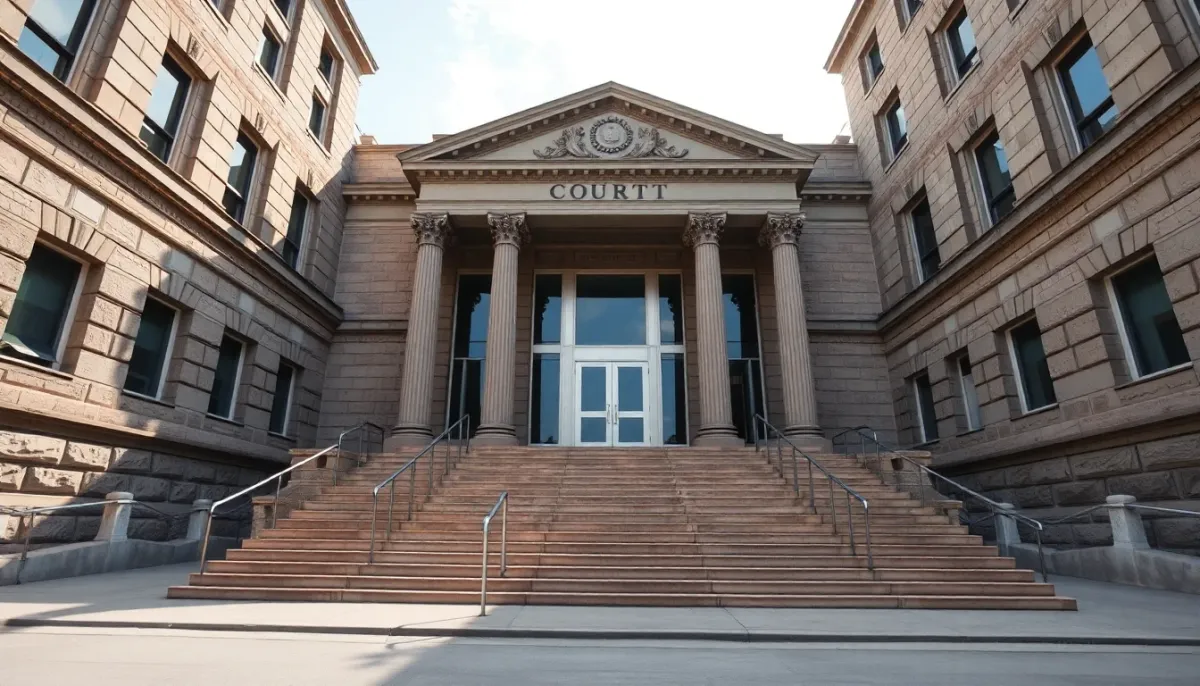 Bâtiment judiciaire et tribunal représentant les recours légaux