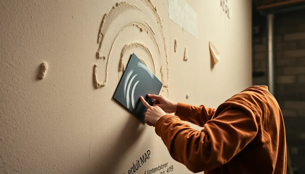 Application pratique de l'enduit MAP sur une surface murale avec une spatule large
