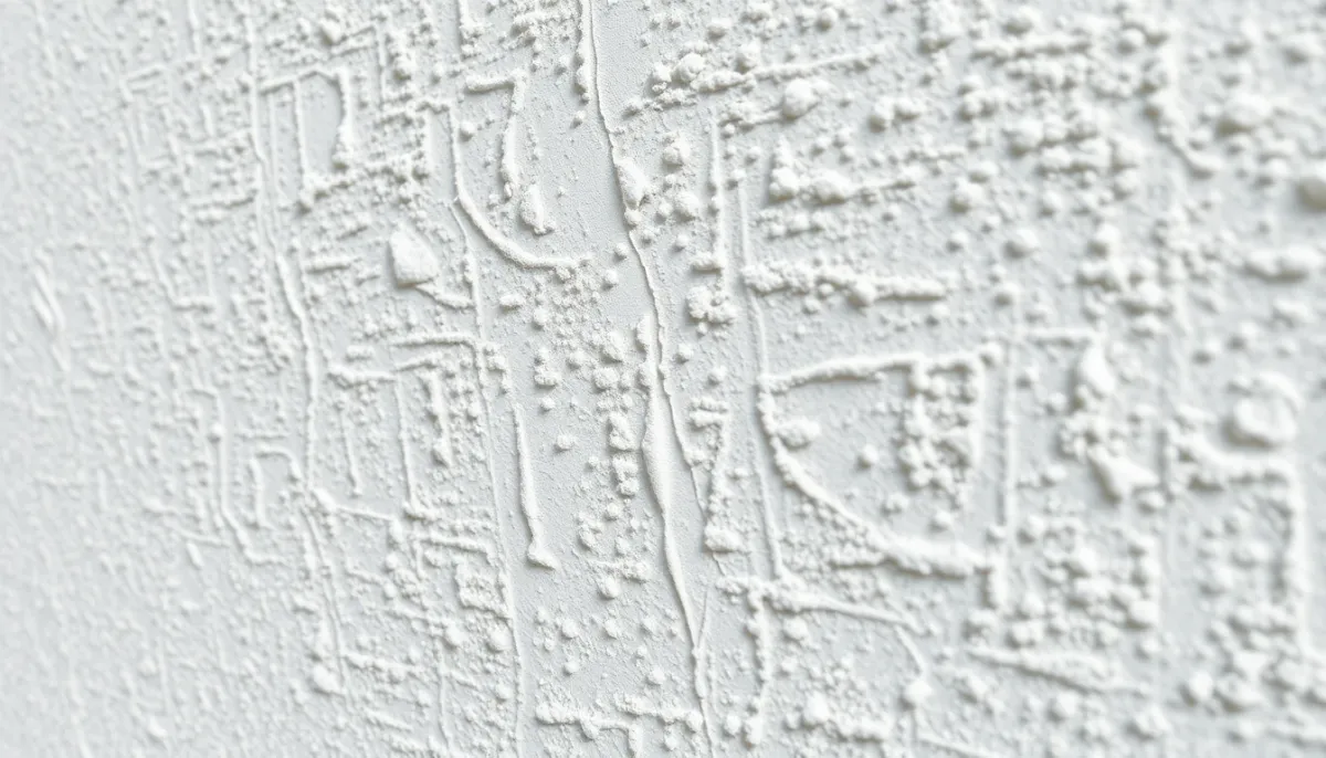 Détail de la texture granuleuse et rugueuse caractéristique de l'enduit MAP