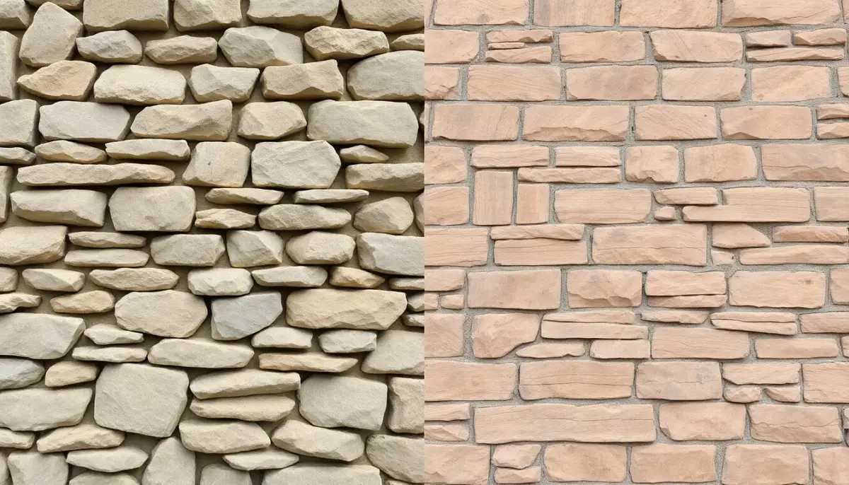 Comparaison visuelle entre un mur en pierre sèche et un mur en maçonnerie avec mortier