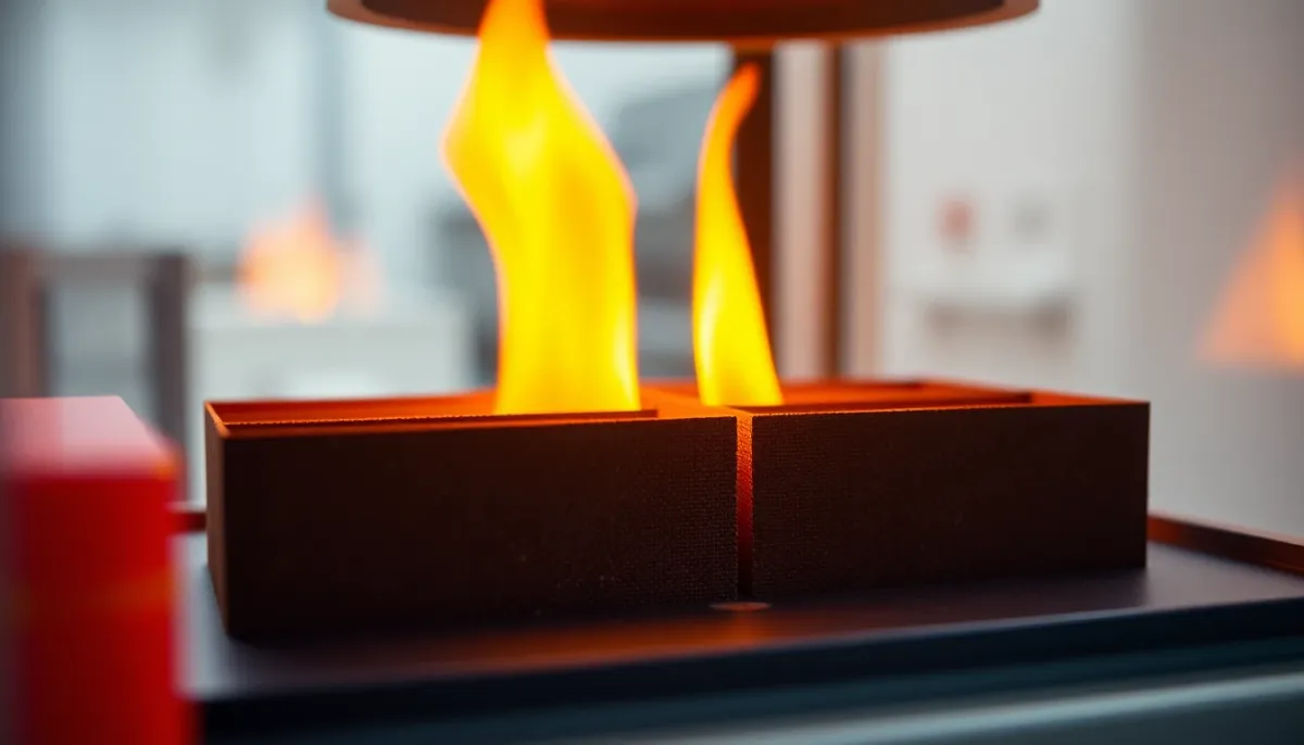 Test de classement au feu montrant l'inflammabilité des matériaux de plafond en laboratoire
