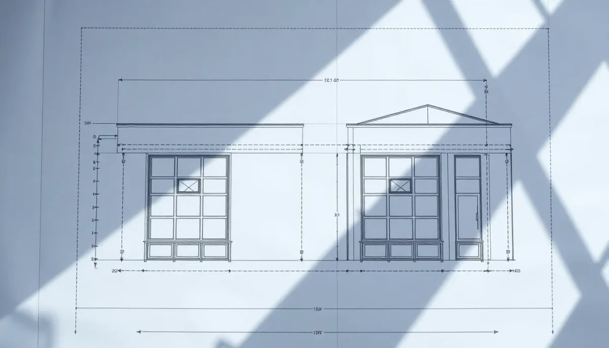 Plans techniques d'une facade montrant les distances minimales obligatoires pour installation