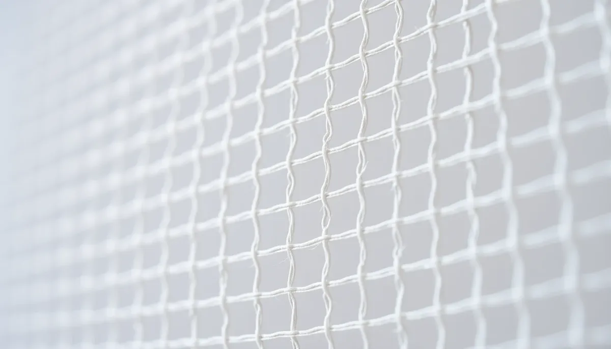 Détail macroscopique de la texture et de la trame de la toile de verre montrant sa structure poreuse