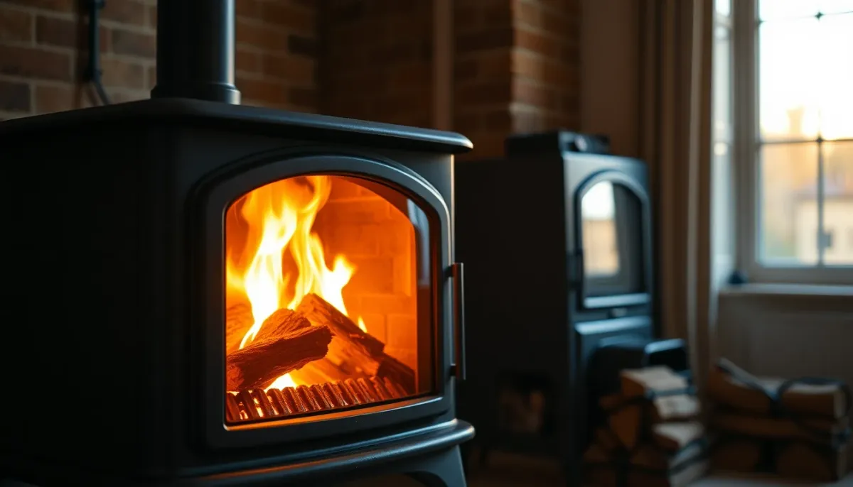 Foyer de chauffage au bois en fonctionnement optimal avec rendement énergétique amélioré