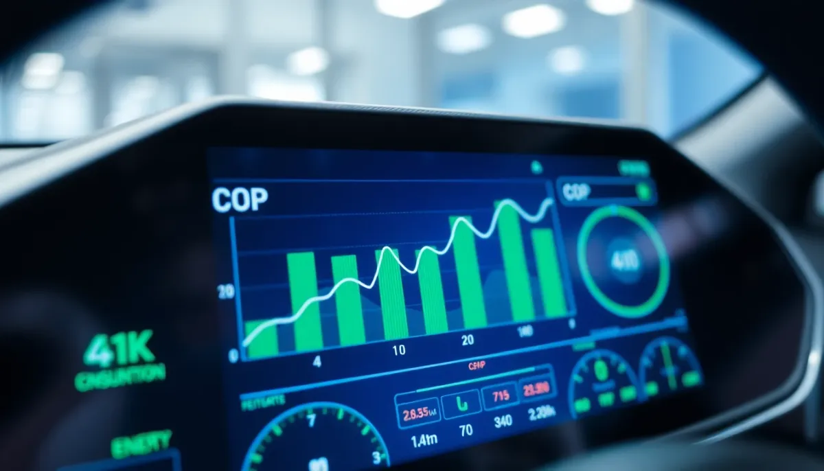 Affichage numérique des performances énergétiques et COP d'une pompe à chaleur