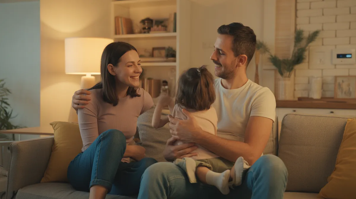 Famille appréciant le confort thermique et les économies d'énergie avec une pompe à chaleur performante