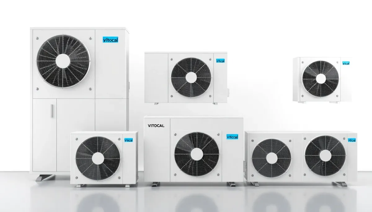 Les trois variantes de la pompe à chaleur Vitocal 200 (200-S, 200-G, 200-A) présentées côte à côte