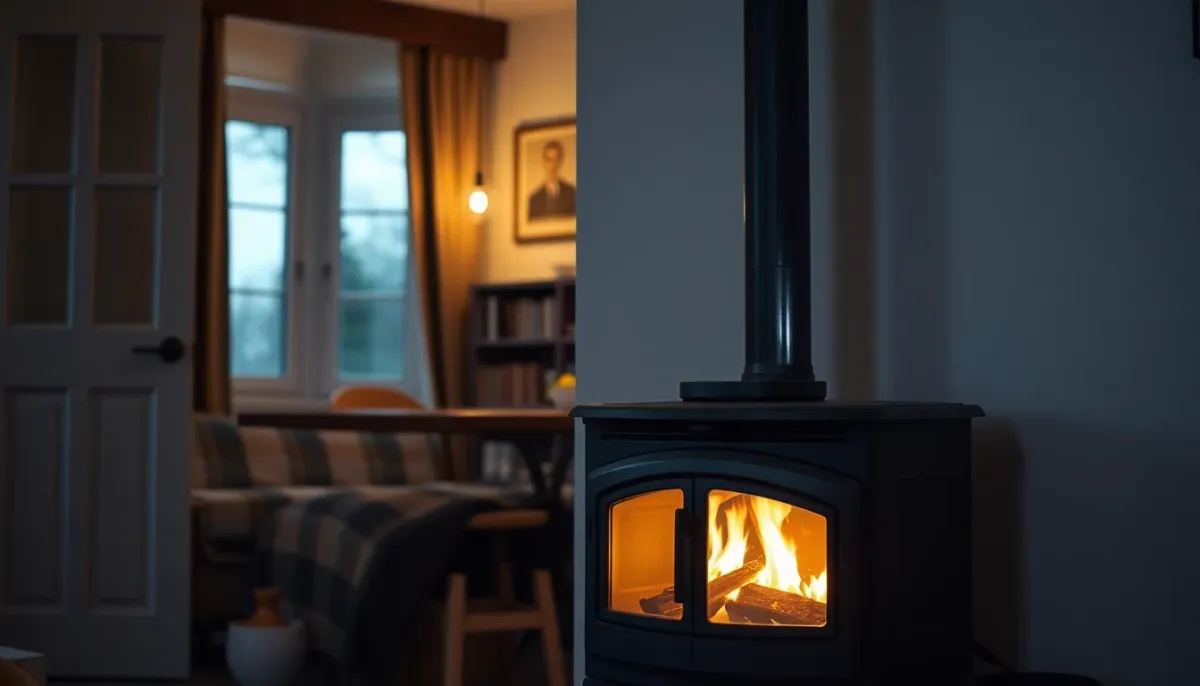 Poêle à bois chauffant un intérieur familial dans une atmosphère chaleureuse et accueillante