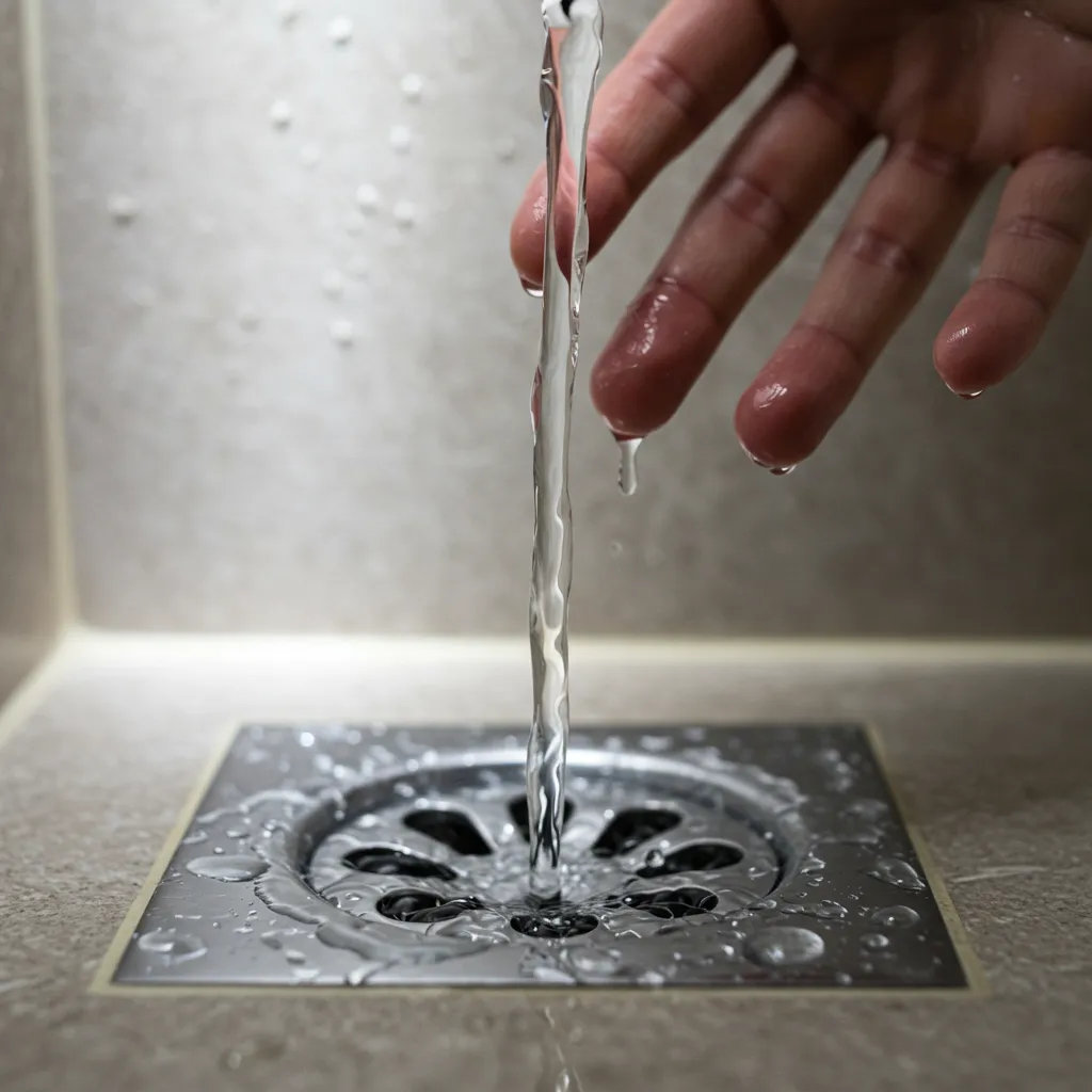Versement d'eau dans une douche italienne pour réamorcer le siphon