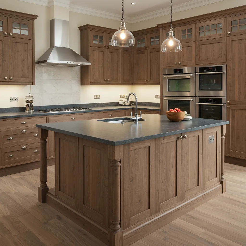 Cuisine de qualité supérieure bien installée avec finitions impeccables et matériaux premium