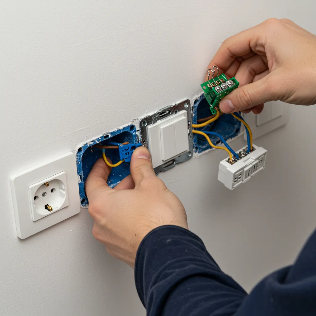 Installation de prises et interrupteurs électriques par un professionnel
