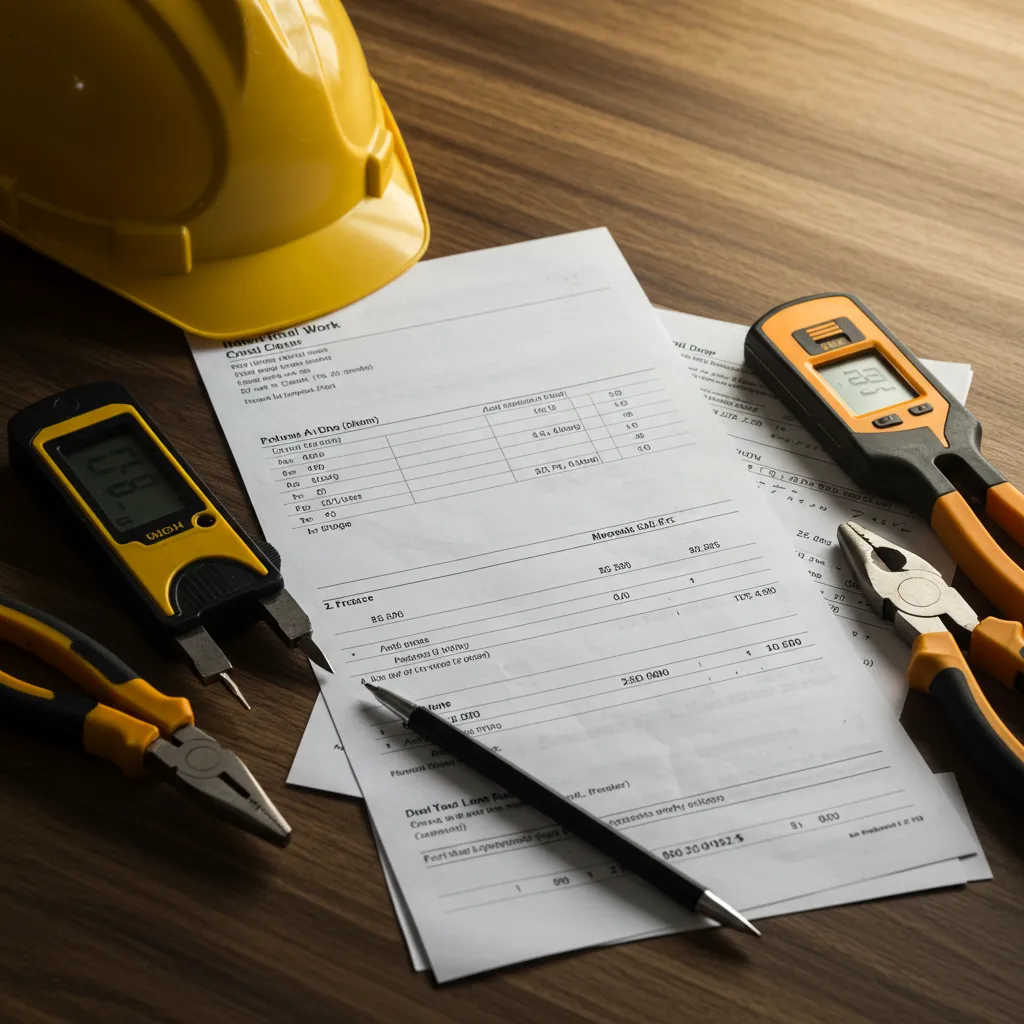 Documents tarifaires et outils d'électricien pour comparaison des prix