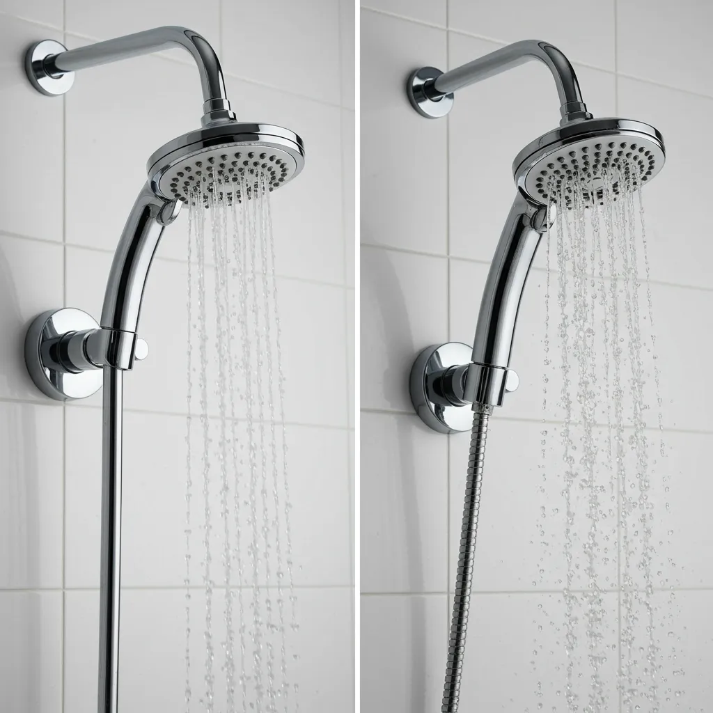 Comparaison entre un pommeau de douche classique et un pommeau économique à faible débit