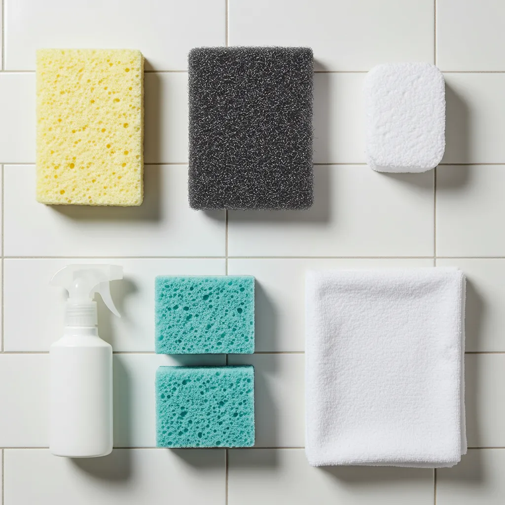 Outils doux recommandés pour nettoyer une baignoire acrylique sans rayures : éponges microfibre et chiffons non abrasifs