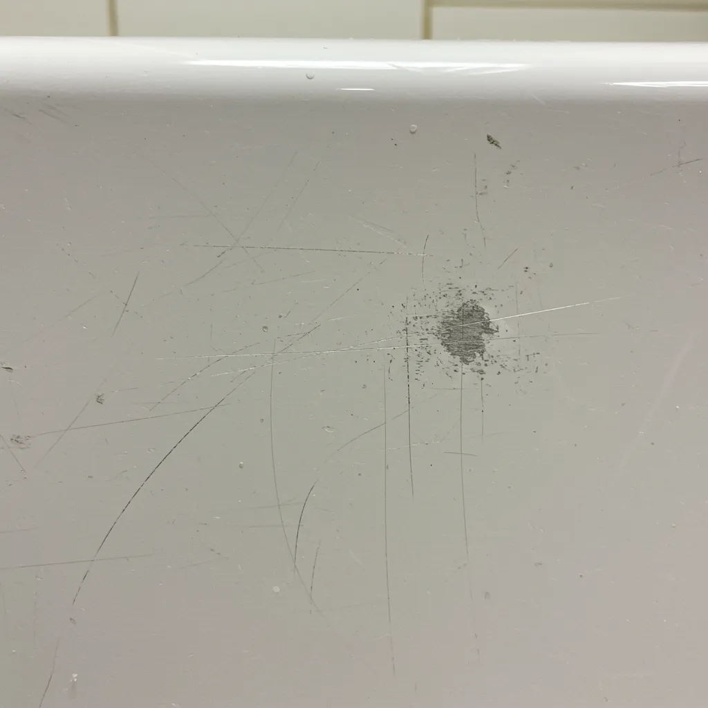 Surface acrylique rayée et ternie suite à l'utilisation de produits ou d'outils abrasifs incompatibles
