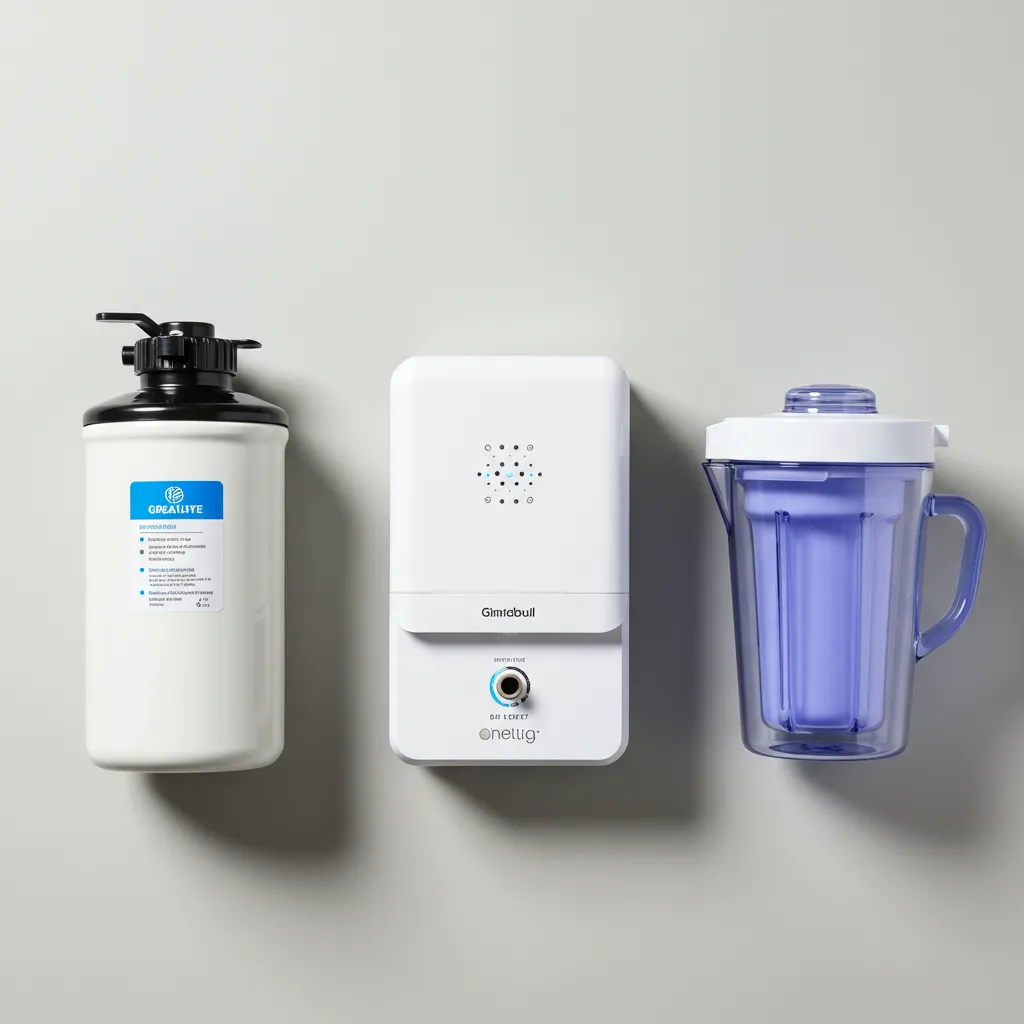 Vue comparative de plusieurs systèmes de filtration d'eau domestique côte à côte, permettant d'évaluer les alternatives au filtre Berkey en 2026