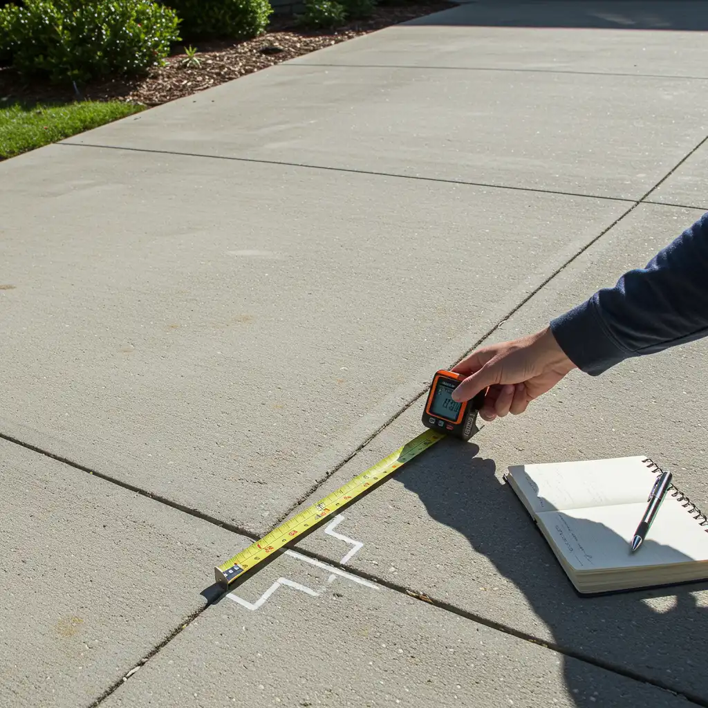 Mesure de la pente d'une rampe de garage avec un inclinomètre numérique avant travaux