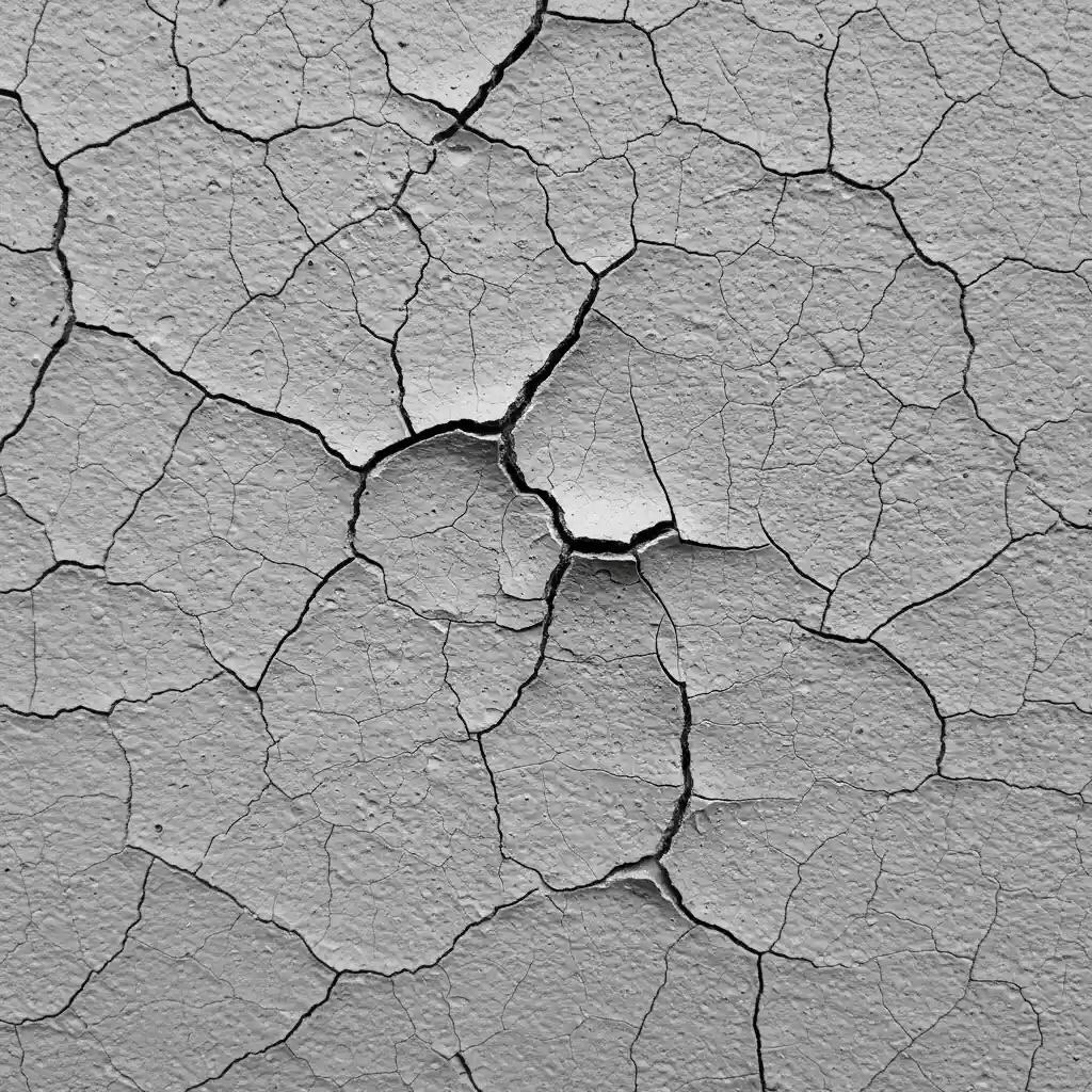 Gros plan sur différents types de craquelures de peinture montrant les patterns caractéristiques de chaque cause