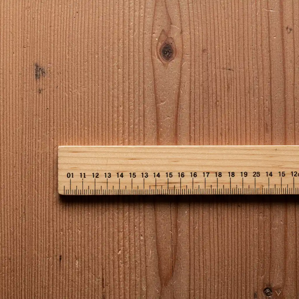 Évaluation de la qualité d'un plateau d'orme avant achat : mesure de l'épaisseur et inspection du grain et des défauts éventuels