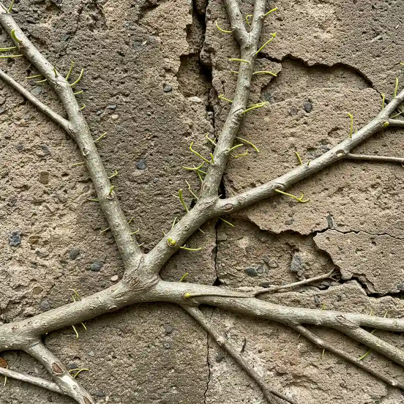 Racines crampons de bignone infiltrées dans les joints d'un mur en pierre, provoquant des dégâts structurels visibles sur la façade