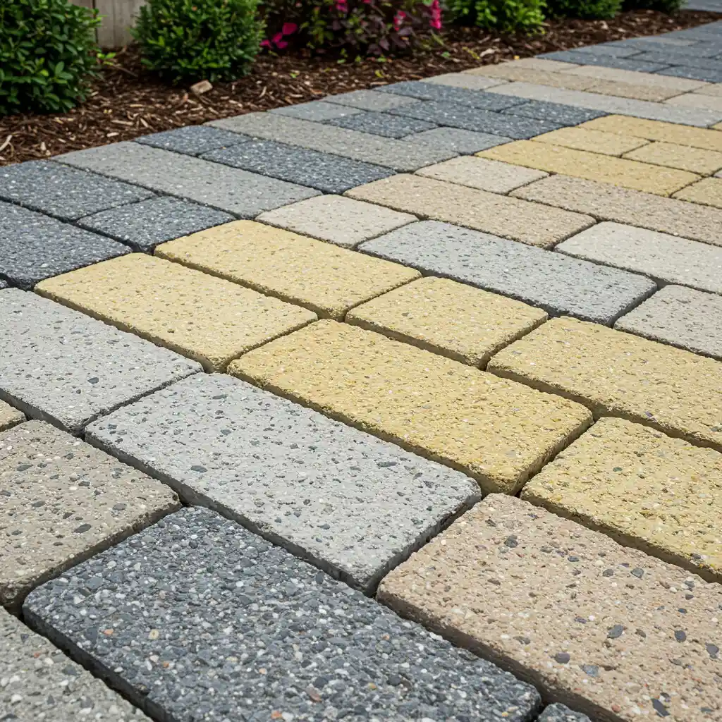 Assortiment de dalles gravillonnées en différents coloris et tailles de gravillons