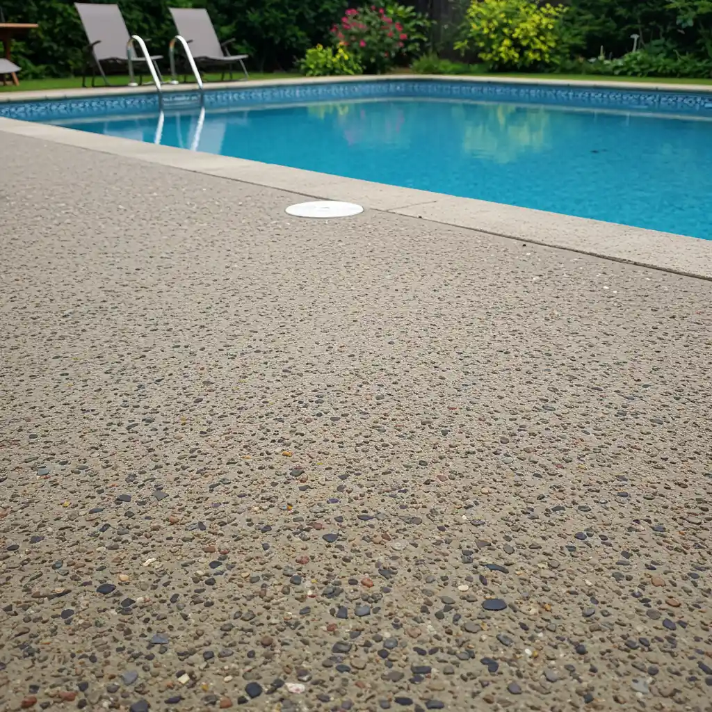 Terrasse gravillonnée entretenue autour d'une piscine de jardin sous la lumière estivale