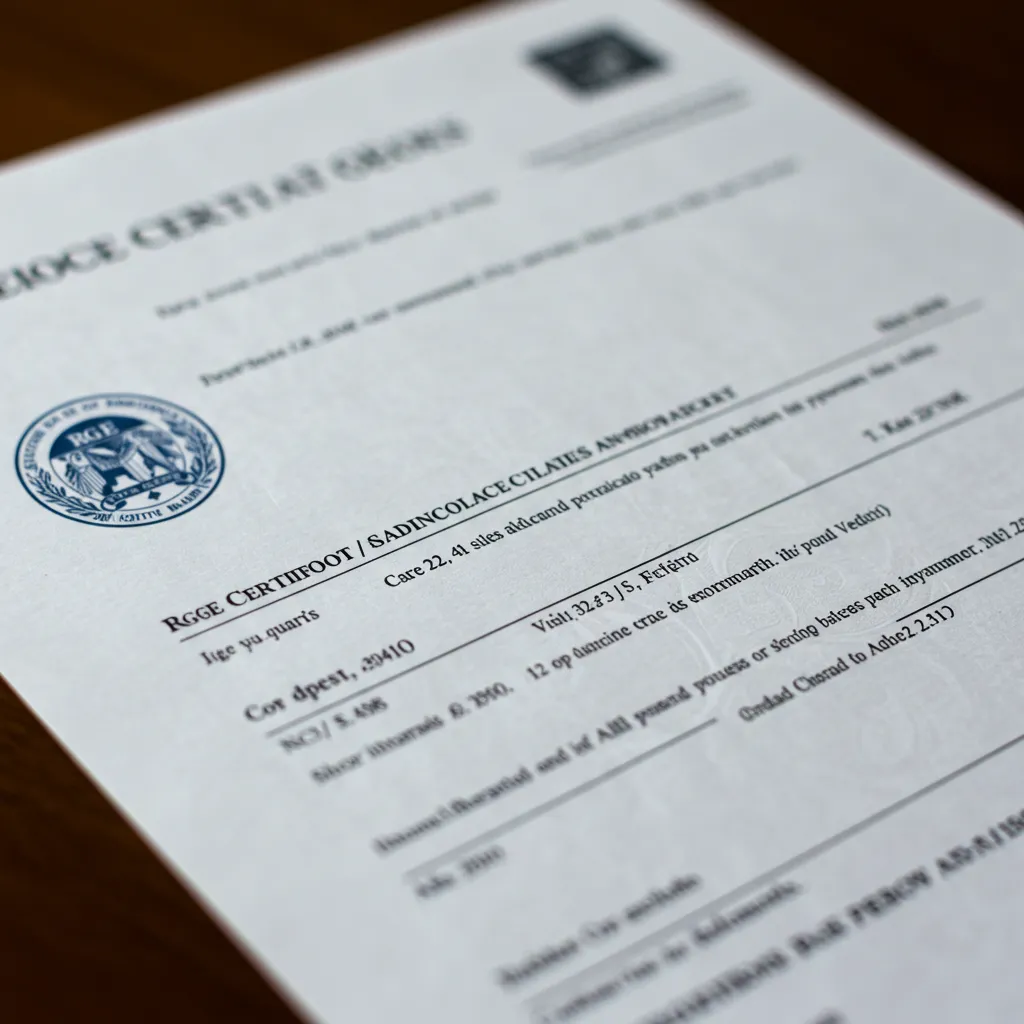 Gros plan sur un document de certification RGE Qualibat avec dates de validité