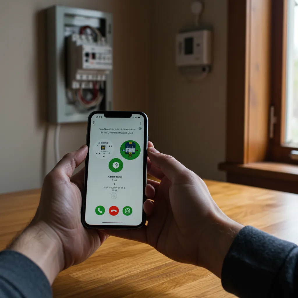 Particulier passant un appel téléphonique depuis son domicile pour contacter le service Enedis