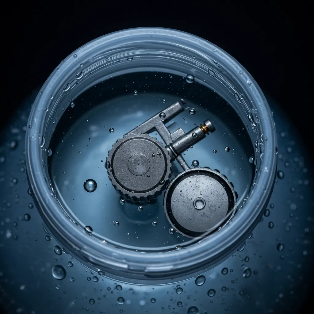 Réservoir d'eau avec mécanisme de flotteur magnétique vu de dessus