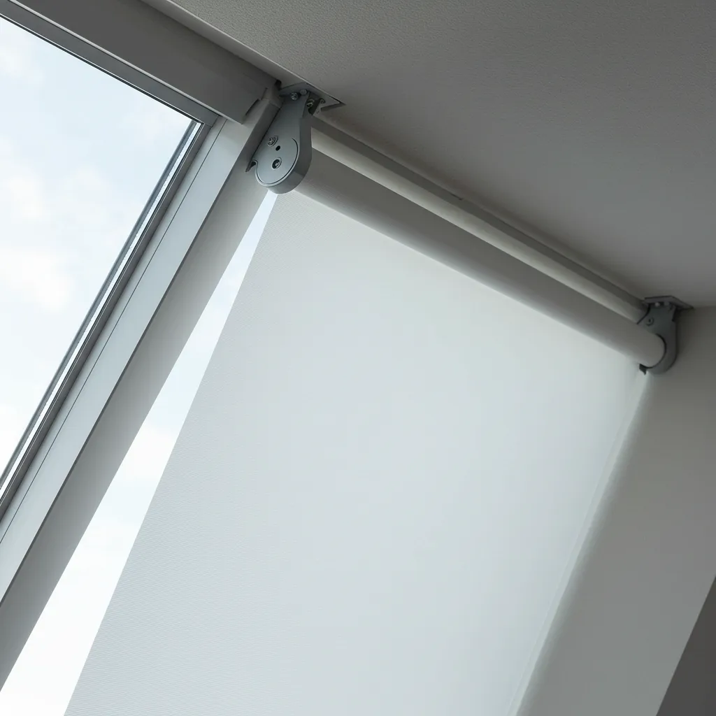 Détail d'un store anti-chaleur Velux translucide filtrant la lumière naturelle