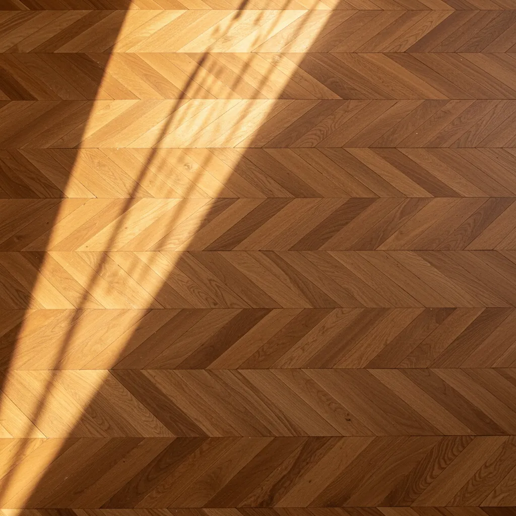 Parquet endommagé présentant des déformations et gonflements causés par l'humidité excessive
