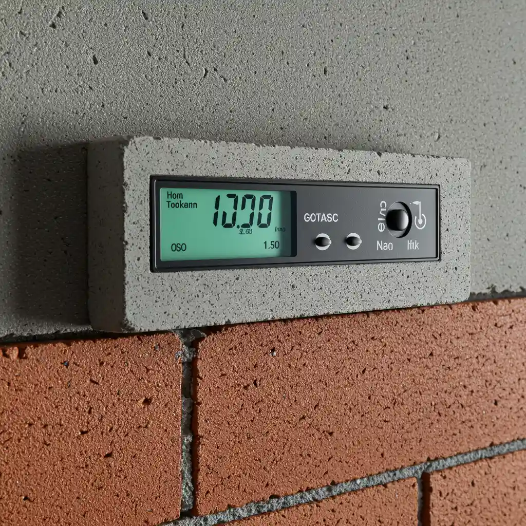 Gros plan sur l'épaisseur d'une arase béton montrant la couche de béton appliquée sur la maçonnerie, avec mise en évidence de l'interface entre les matériaux