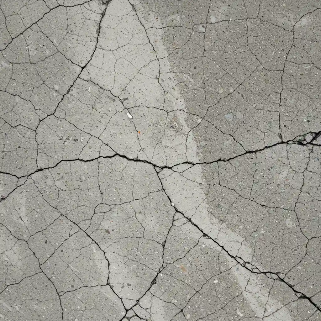 Photographie documentaire montrant les fissures et défauts d'adhérence d'une arase béton mal dimensionnée, vue de dessus avec éclairage rasant