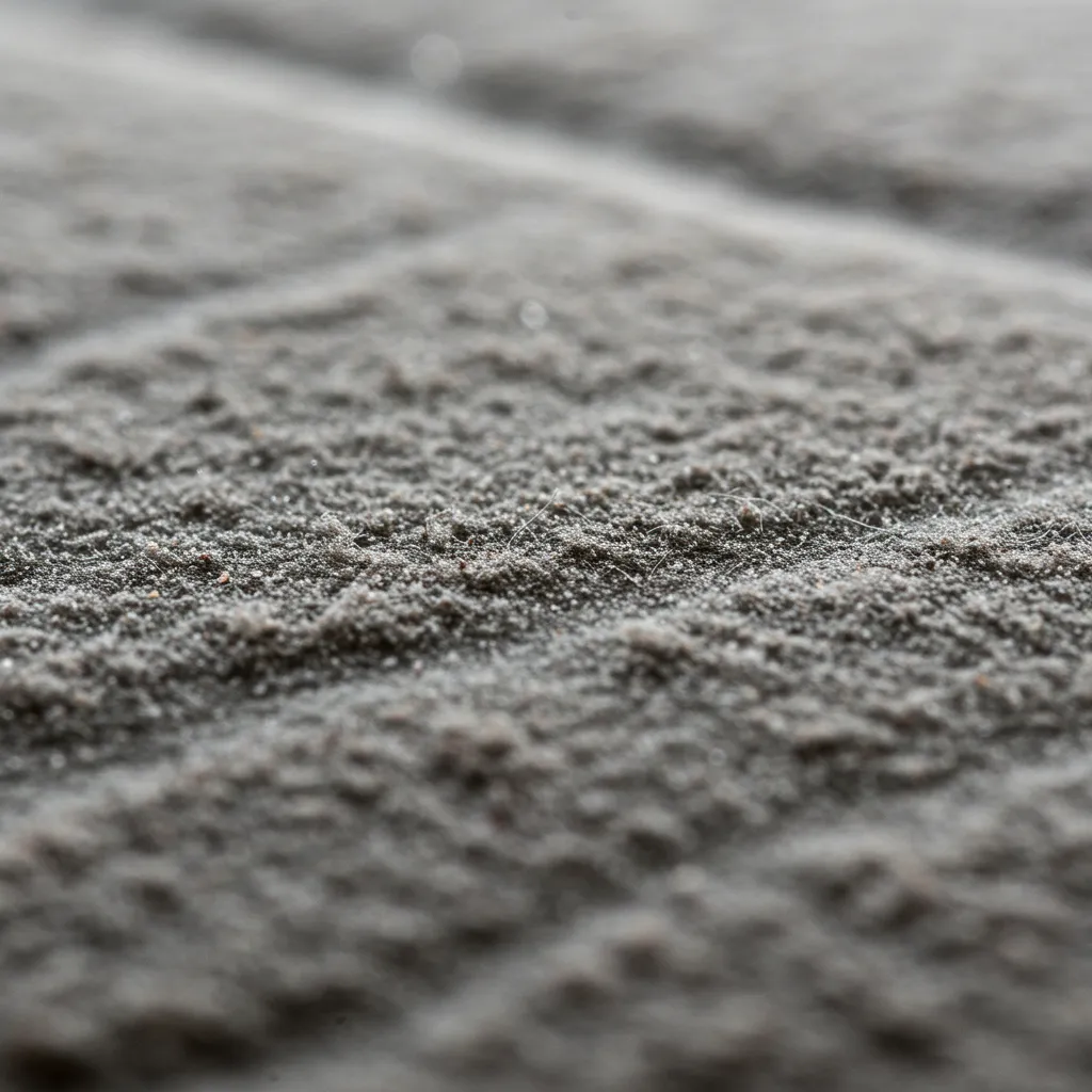 Accumulation de poussière sur la surface d'un matelas en gros plan