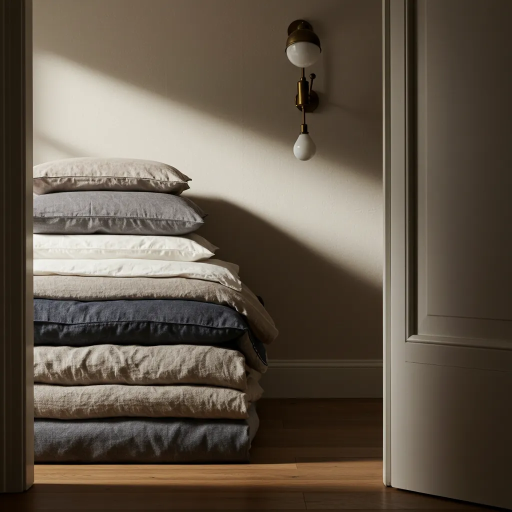 Intérieur d'une chambre à coucher montrant les différentes surfaces textiles où se cachent les acariens