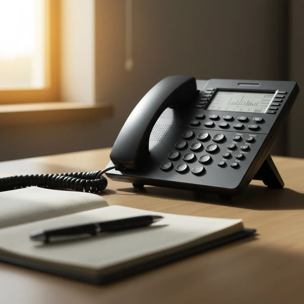 Téléphone professionnel sur un bureau pour contacter un chauffagiste