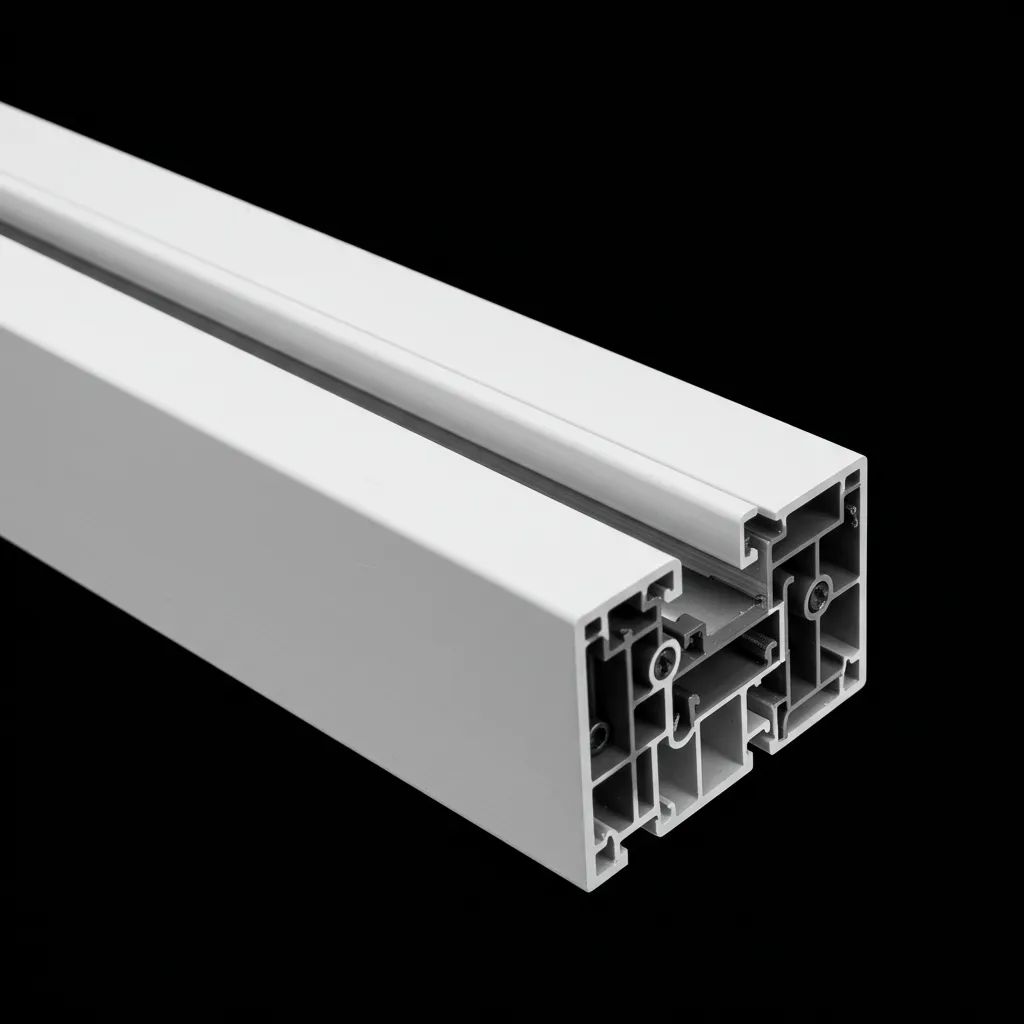 Détail rapproché d'une menuiserie PVC et d'un volet roulant montrant la qualité de fabrication