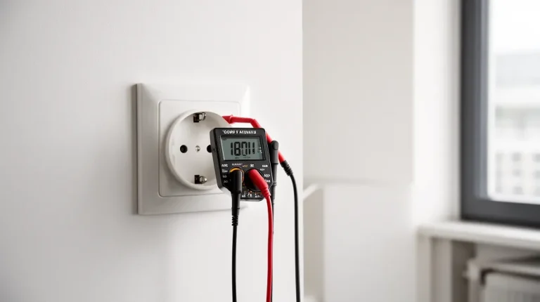 Prise électrique et multimètre