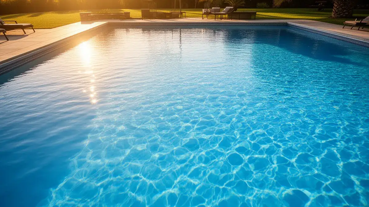 Piscine propre et cristalline après le traitement des algues, prévention réussie