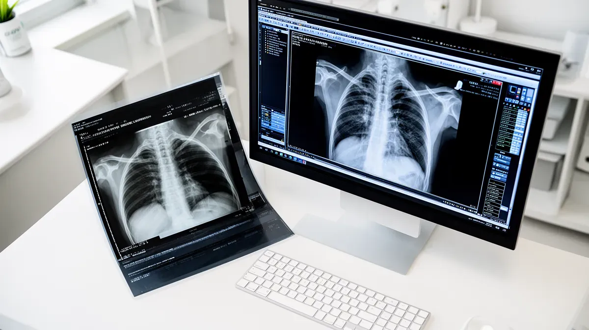 Comparaison entre une radiographie argentique et une radiographie numérique sur écran