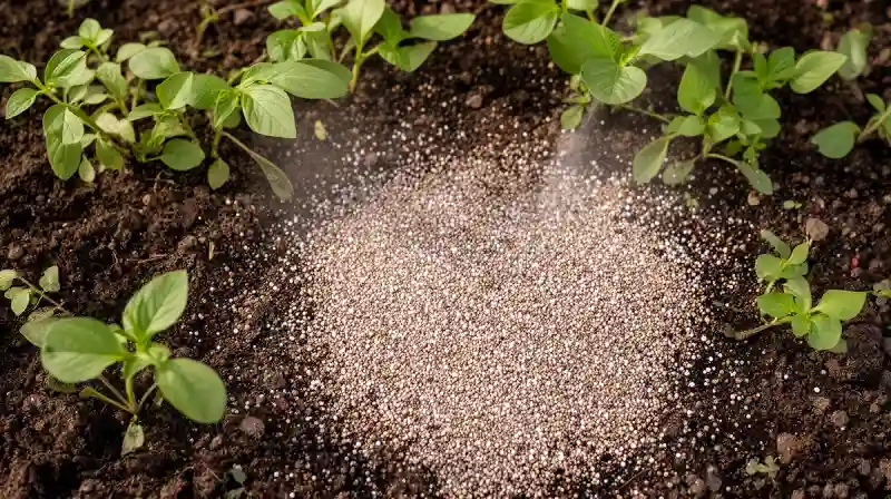 Granulés répulsifs épandus au pied de jeunes plants pour éloigner les sangliers