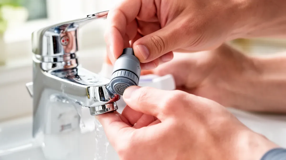 Installation d'un mousseur sur un robinet pour réduire la consommation d'eau