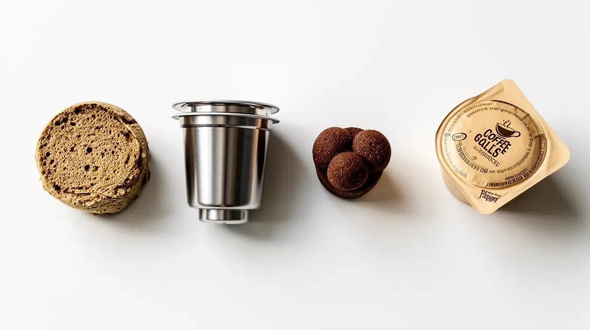 Comparatif visuel de différents types de capsules de café écologiques